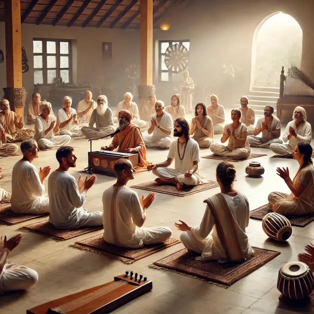 Group of young students participating in a spiritual discussion session