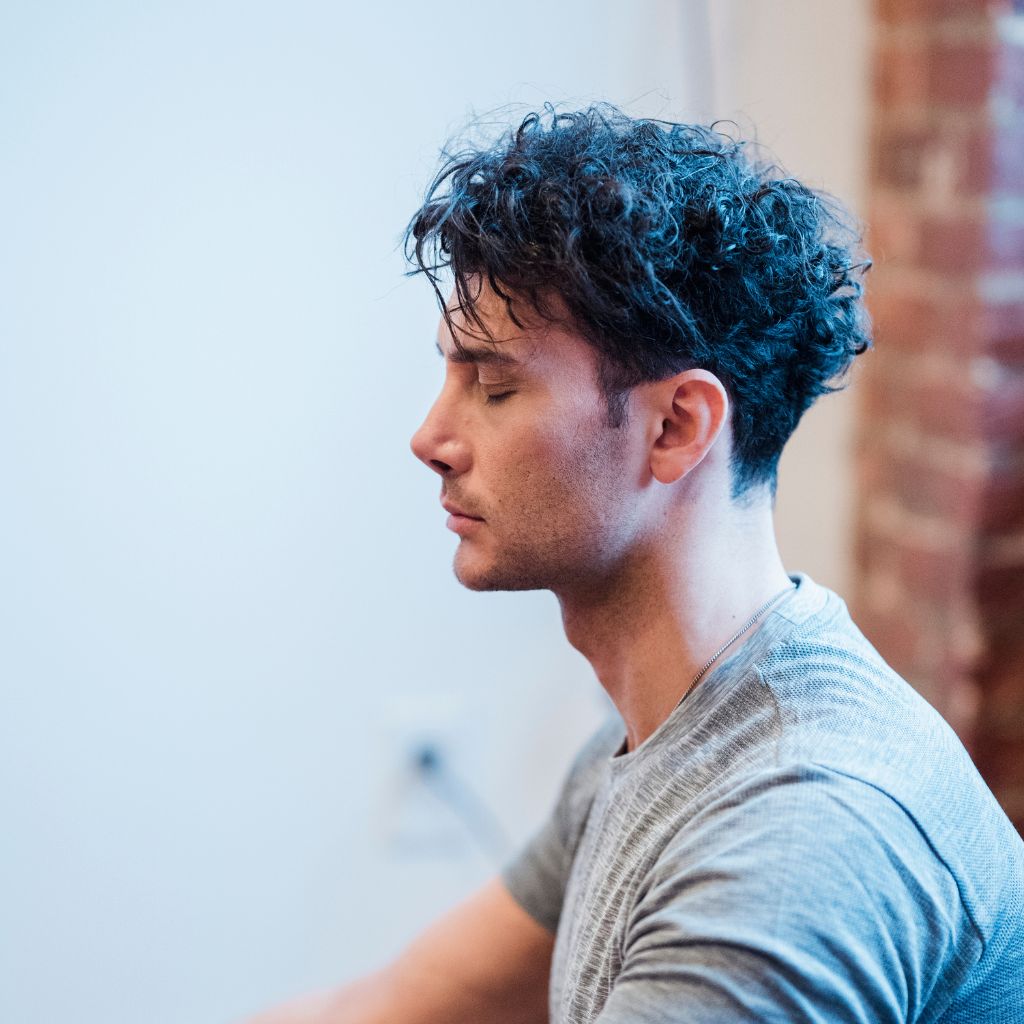 GITA - (17) Man practicing self-awareness through meditation