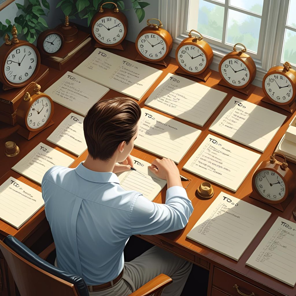 Overwhelmed worker caught in the trap of productivity