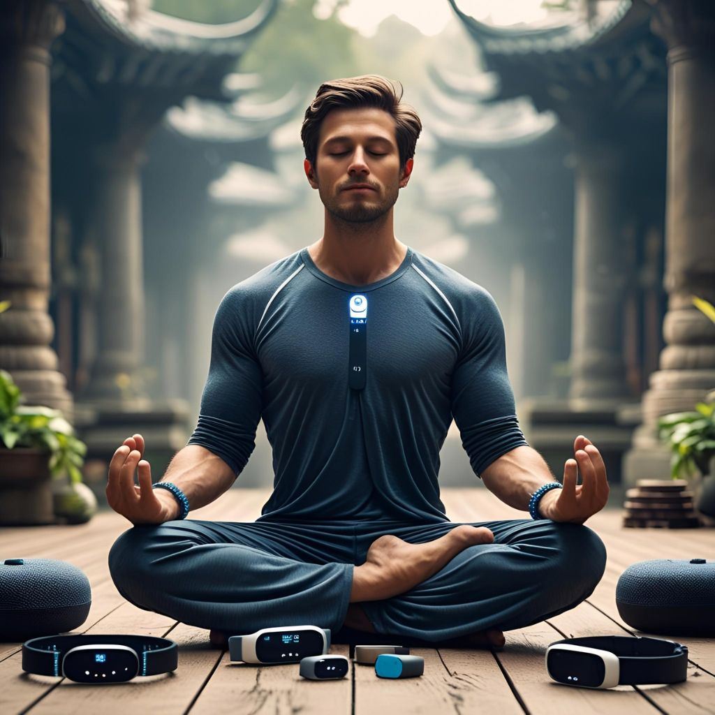 External self‑care gadgets next to inner peace